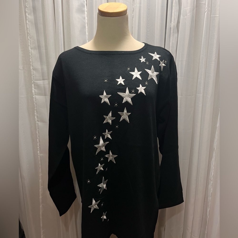 NWT Vintage Star Embroidered Blouse by Bob Mackie